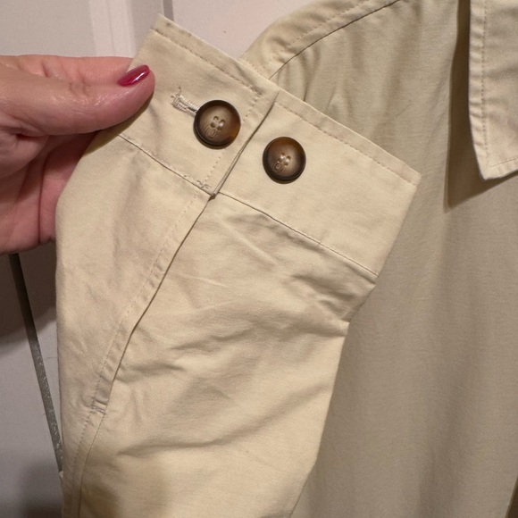 Amazon Basic Men’s Button Down Trench Coat Collar Pockets Cream Sz M - Picture 9 of 16